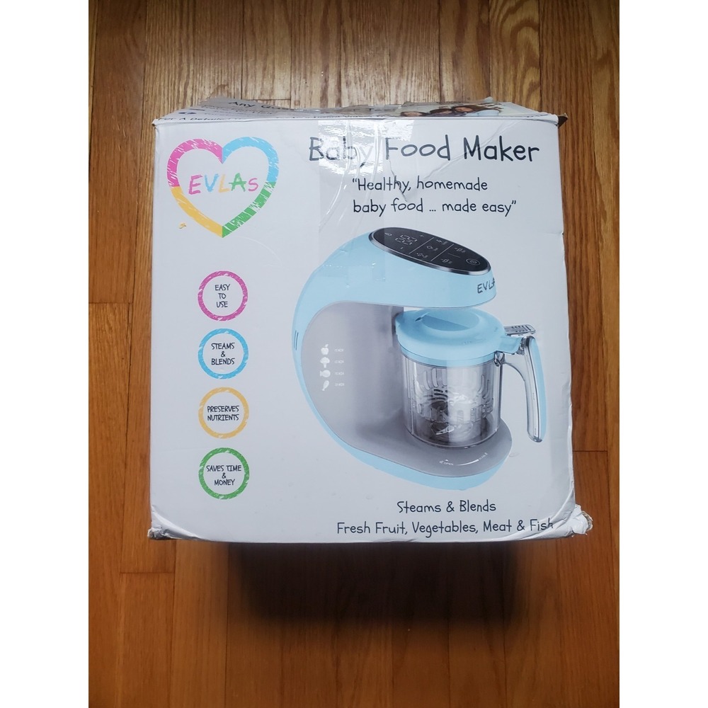 EVLAS BABY FOOD MAKER BLENDER PROCESSOR STEAMER TOUCH SCREEN CONTROL- Blue